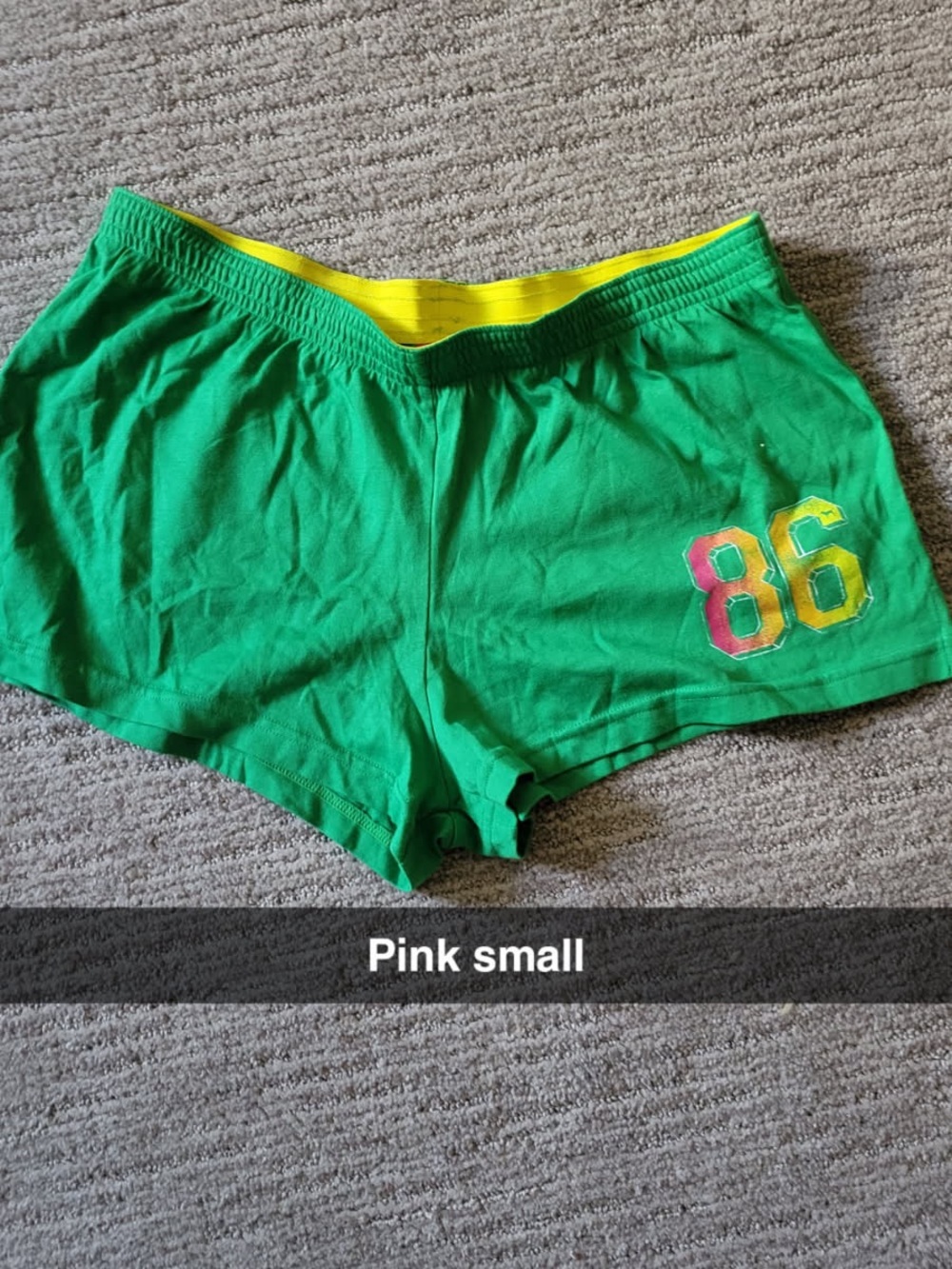 NIB Vintage/Rare VS Pink Women’s Green Athletic Lounge Shorts with Yellow Trim